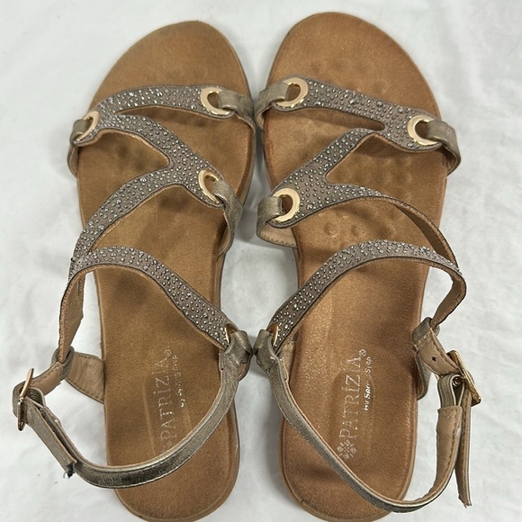 Patrizia by Spring Step Bronze Crystal Strappy Flat Sandals, 9 - Picture 6 of 9